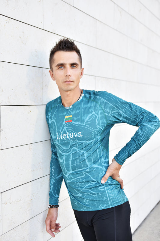 Vyriški marškinėliai ilgomis žaliomis rankovėmis